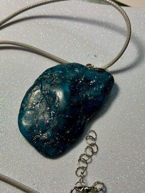 Handmade Teal Galaxy Pendant Necklace